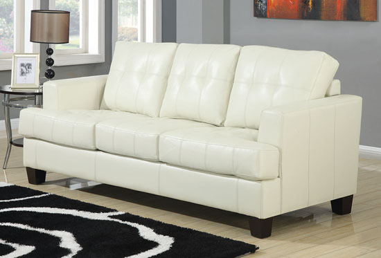 Samuel Collection Cream Leather Sofa By Coaster Home