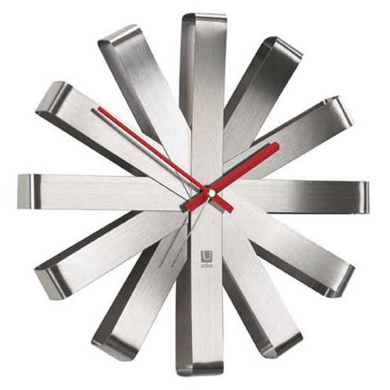 Modern And Stylish Umbra Ribbon Stainless Steel Wall Clock Umbra Ribbon Stainless Steel Wall Clock